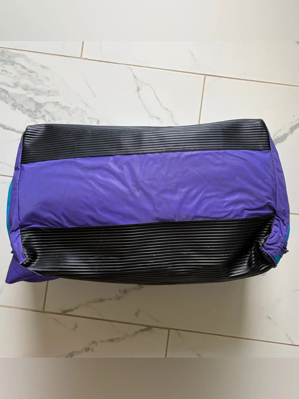 Vintage 1990s 90s Charlotte Hornets Duffle Bag Teal Purple Colorful Logo NBA
